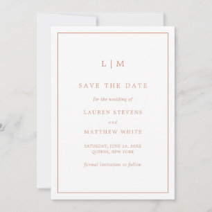Reserve A Data Casamento simples Rosa Dourado e Monograma Branco