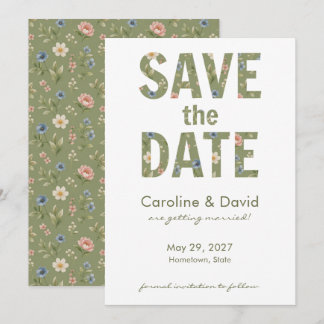 Reserve A Data Casamento Simples Verde Sage Floral Moderno