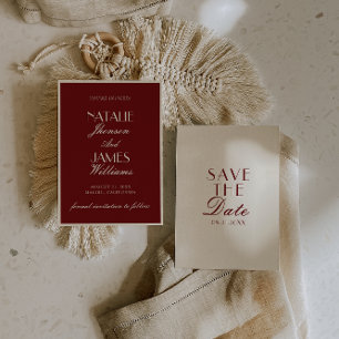 Reserve A Data Casamento sofisticado Burgundy Cream Luxuoso e Ant