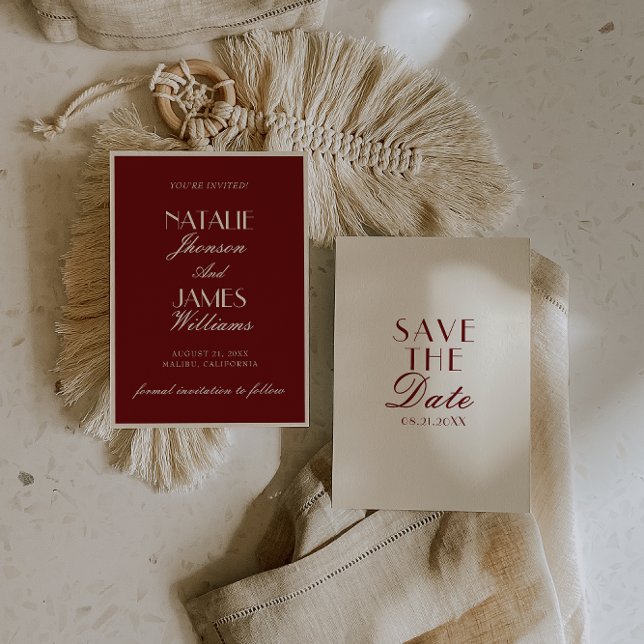 Reserve A Data Casamento sofisticado Burgundy Cream Luxuoso e Ant (Criador carregado)