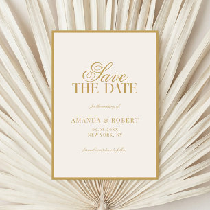 Reserve A Data Casamento Sofisticado Marfim e Dourado Old Money