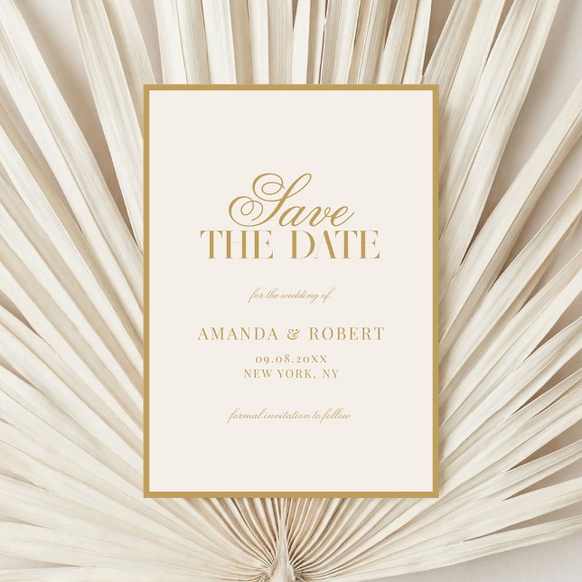 Reserve A Data Casamento Sofisticado Marfim e Dourado Old Money (Criador carregado)