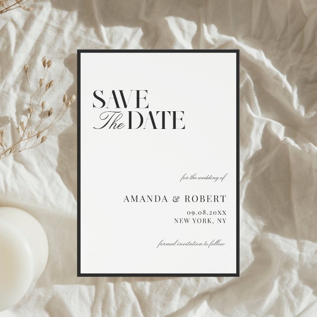 Reserve A Data Casamento Sofisticado Preto e Branco Old Money (Criador carregado)