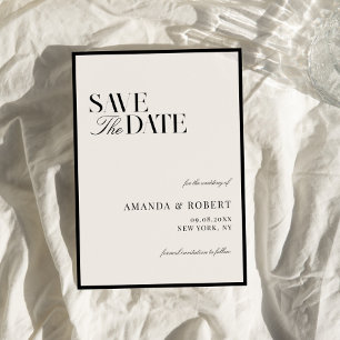 Reserve A Data Casamento Sofisticado Preto e Marfim Old Money