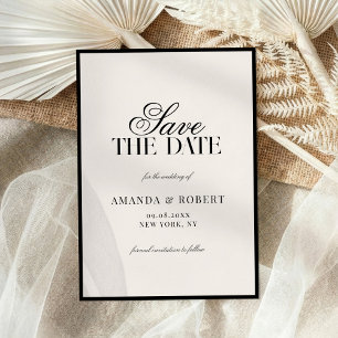 Reserve A Data Casamento Sofisticado Preto e Marfim Old Money