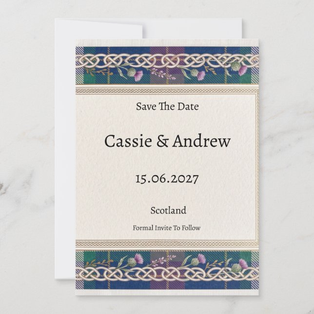 Reserve A Data Casamento Tartan Thistle (Frente)