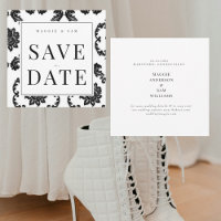 Casamento tema damasco preto ao quadrado Salvar a 