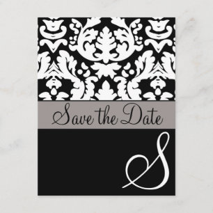 Reserve A Data Casamento tema damasco preto/branco Formal Salvar