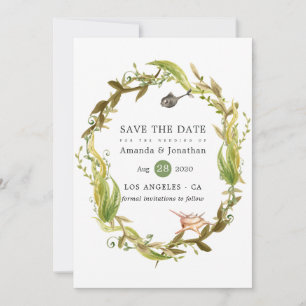 Reserve A Data Casamento Temático de Algas Marinhas em Aquarela