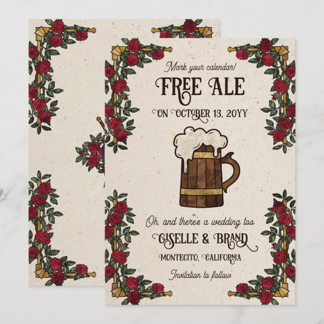 Reserve A Data Casamento Temático de RPG Ale Vermelho Grátis (Frente/Verso)