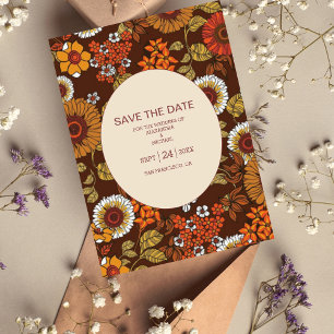 Reserve A Data Casamento Terracota Retro Vintage dos Anos 60
