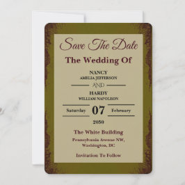 Reserve A Data Casamento Terroso com Ferrugem de Oliva Salve a Da