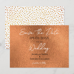 Reserve A Data Casamento Textura Metálica Cobre Falso Elegante