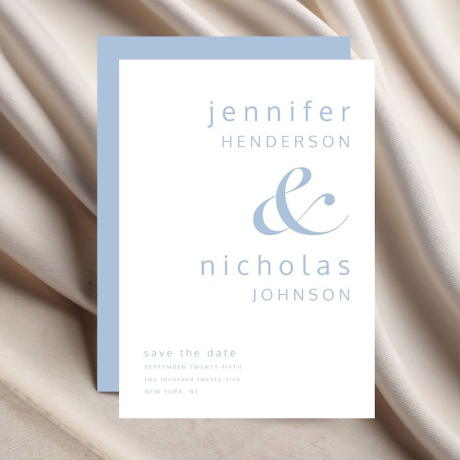 Reserve A Data Casamento Tipografia Azul Moderna (Modern Blue Typography Wedding Save The Date)
