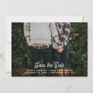 Reserve A Data Casamento tipografia script simples branco moderno