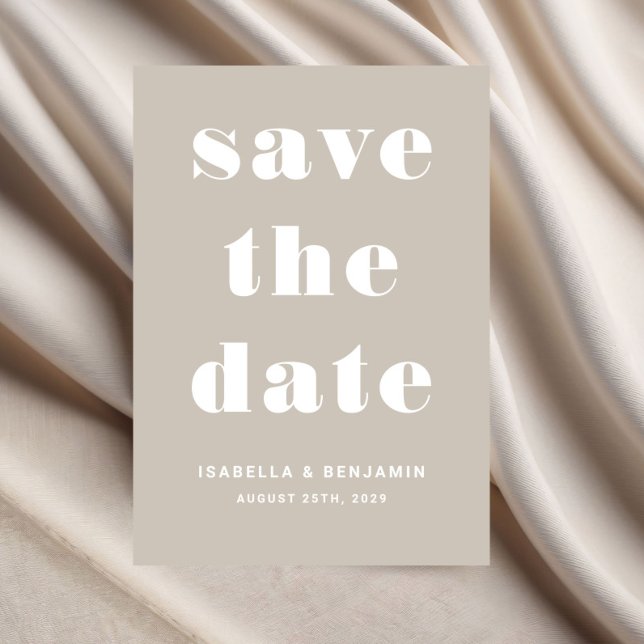 Reserve A Data Casamento Tipografia Taupe Moderna (Taupe Beige Modern Typography Wedding Save The Date)