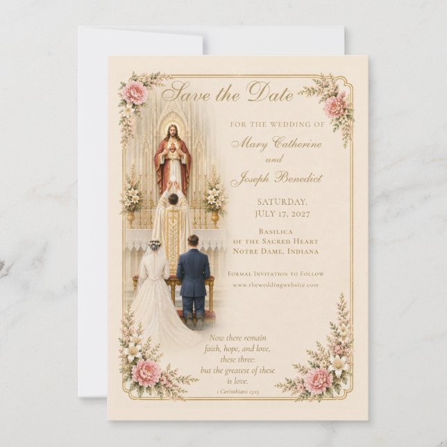 Reserve A Data Casamento Tradicional Católico do Sagrado Coração (Frente)