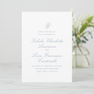 Reserve A Data Casamento Tradicional de Azul Elegante