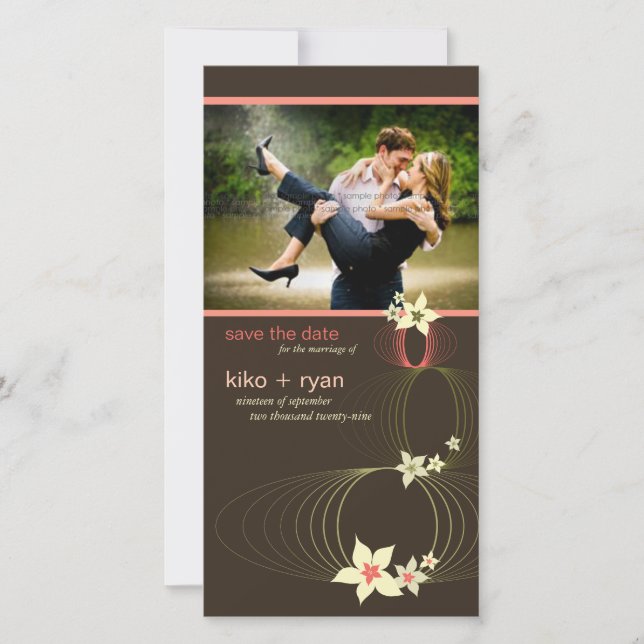 Reserve A Data Casamento Tropical de Flor Rosa Ikebana Frangipani (Frente)