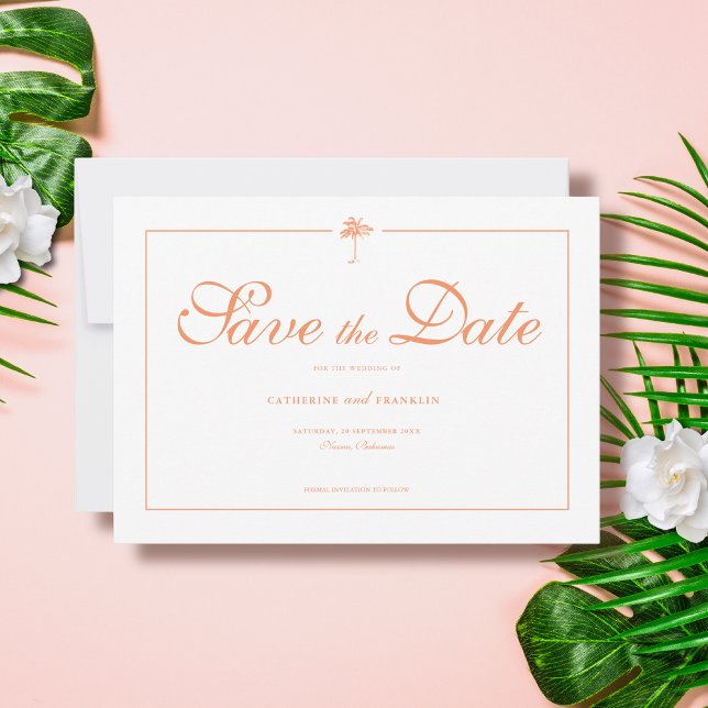 Reserve A Data Casamento Tropical Elegante com Palmeira (Criador carregado)