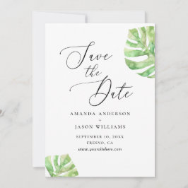 Reserve A Data Casamento tropical elegante de aquarela monstera