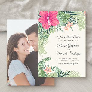 Reserve A Data Casamento Tropical Floral Beach Salvar a Data