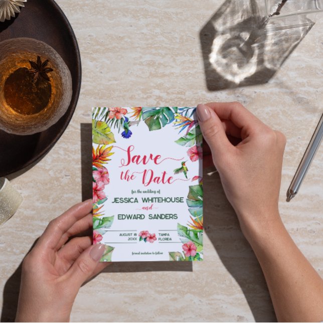 Reserve A Data Casamento Tropical Hibiscus Havaiano Salve A Data (Criador carregado)