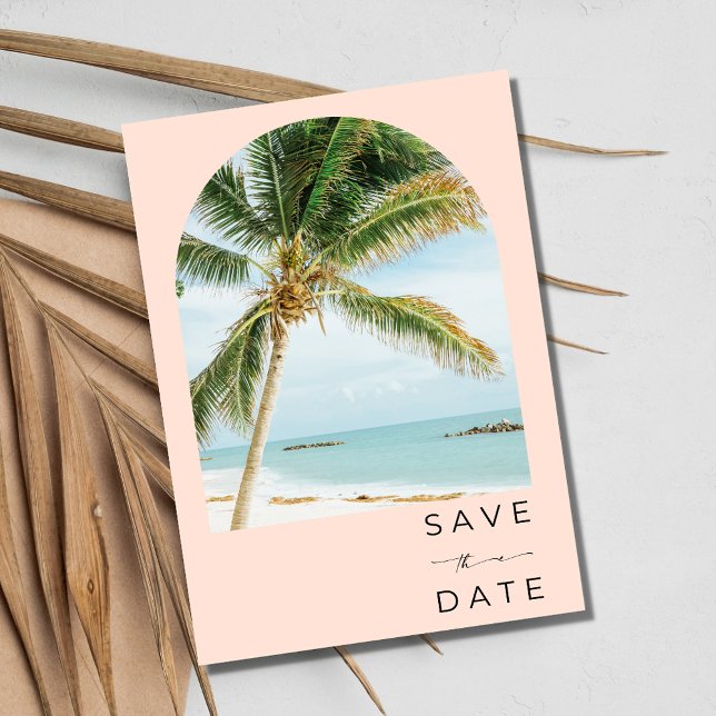 Reserve A Data Casamento Tropical Palm Key West Beach (Tropical Palm Tree Key West Beach Wedding Save The Date)