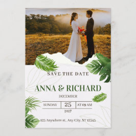 Reserve A Data Casamento Tropical Romântico Salve A Data