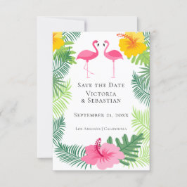 Reserve A Data Casamento Tropical Rosa Flamingo Salva A Data