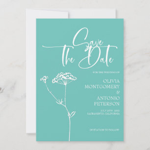 Reserve A Data Casamento Turquesa Moderno Minimalista da Caligraf