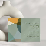 Reserve A Data Casamento Único do Teal Verde da Abstrato Moderna<br><div class="desc">Arte Abstrato Moderna Formas Verde Sage Casamento Único Salva a Data</div>