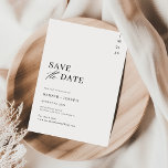 Reserve A Data Casamento Único, Negro e Branco<br><div class="desc">Deixe sua história de amor começar com um eterno para salvar a data. Este elegante design apresenta um título "save the date" (salvar a data) ousado com tipografia clássica, tudo em relação a um fundo preto e branco nítido. A estética minimalista é perfeita para o casal moderno, e o esquema...</div>