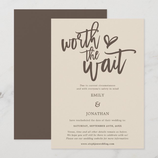Reserve A Data Casamento Valendo o Creme Brown do Script de Esper (Frente/Verso)