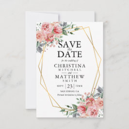 Reserve A Data Casamento Verde Cor Floral Blush Cor-de-Rosa