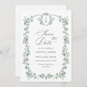 Reserve A Data Casamento Verde da Ornamentado Vitoriana Grace Flo