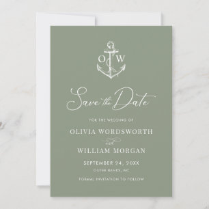 Reserve A Data Casamento Verde Da Sage Da Anchor Náutica Monogram