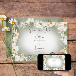 Reserve A Data Casamento Verde de Daisy Frame Russo Moderno