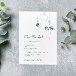 Reserve A Data Casamento Verde de inverno em Bauble Ornaments