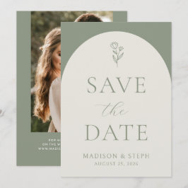 Reserve A Data Casamento Verde do Boho Botânico Minimalista