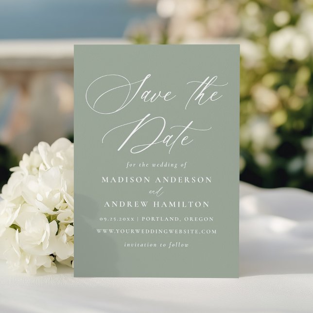 Reserve A Data Casamento Verde do Senado Elegante Moderno (Criador carregado)