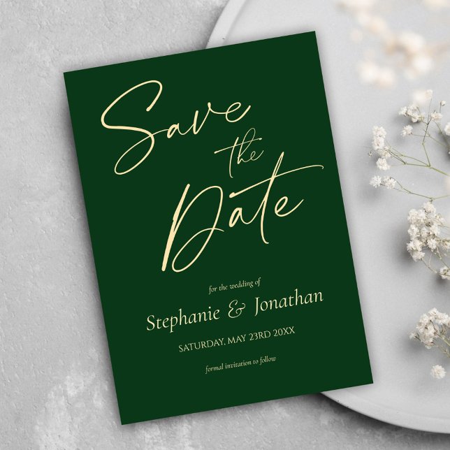 Reserve A Data Casamento Verde Elegante Moderno Minimalista (Minimalist Modern Elegant Green Wedding Save The Date)