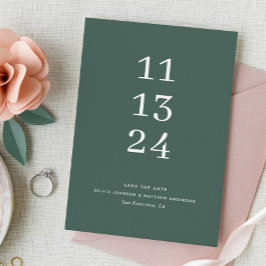 Reserve A Data Casamento Verde Escuro Xisto | Moderno Eucalipto P