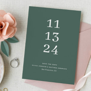 Reserve A Data Casamento Verde Escuro Xisto Moderno Eucalipto P