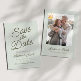 Reserve A Data Casamento Verde Minimalista Moderno