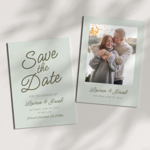 Reserve A Data Casamento Verde Minimalista Moderno