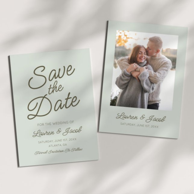 Reserve A Data Casamento Verde Minimalista Moderno (Criador carregado)