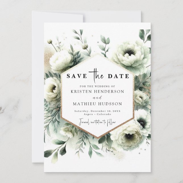 Reserve A Data Casamento Verde Moderno Minimal Boho Sage (Frente)