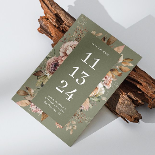 Reserve A Data Casamento Verde Oliva Sábio | Floral Elegante Rúst (Criador carregado)