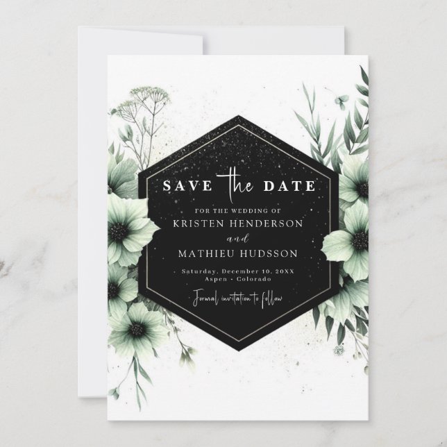 Reserve A Data Casamento Verde Romântico de Boho Sage, minimalist (Frente)